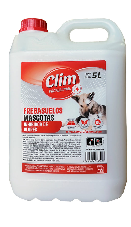 Fregasuelos especial mascotas acción reforzada elimina olores Clim Profesional 5L