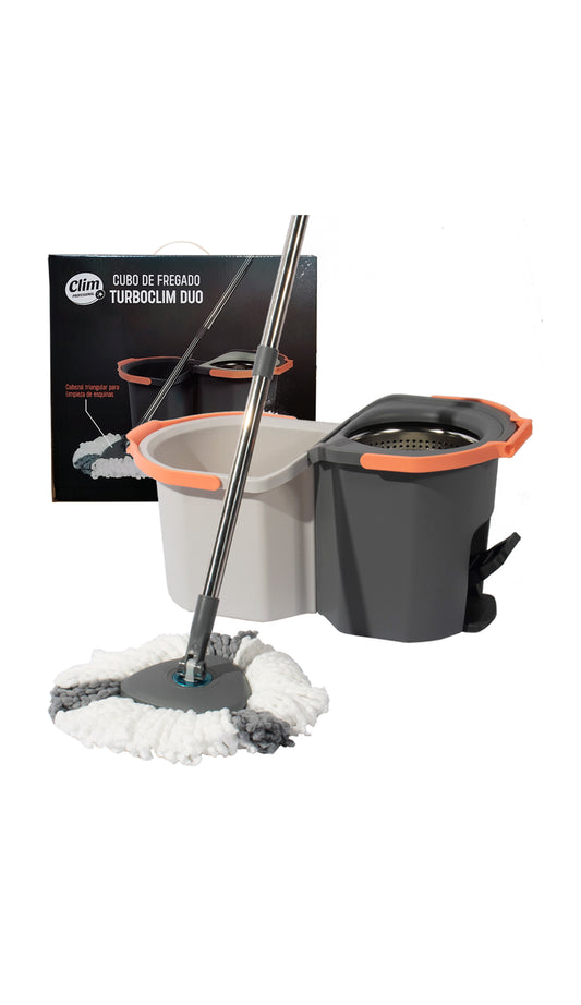 TurboClim Duo Cubo de Fregado giratorio de acero inoxidable