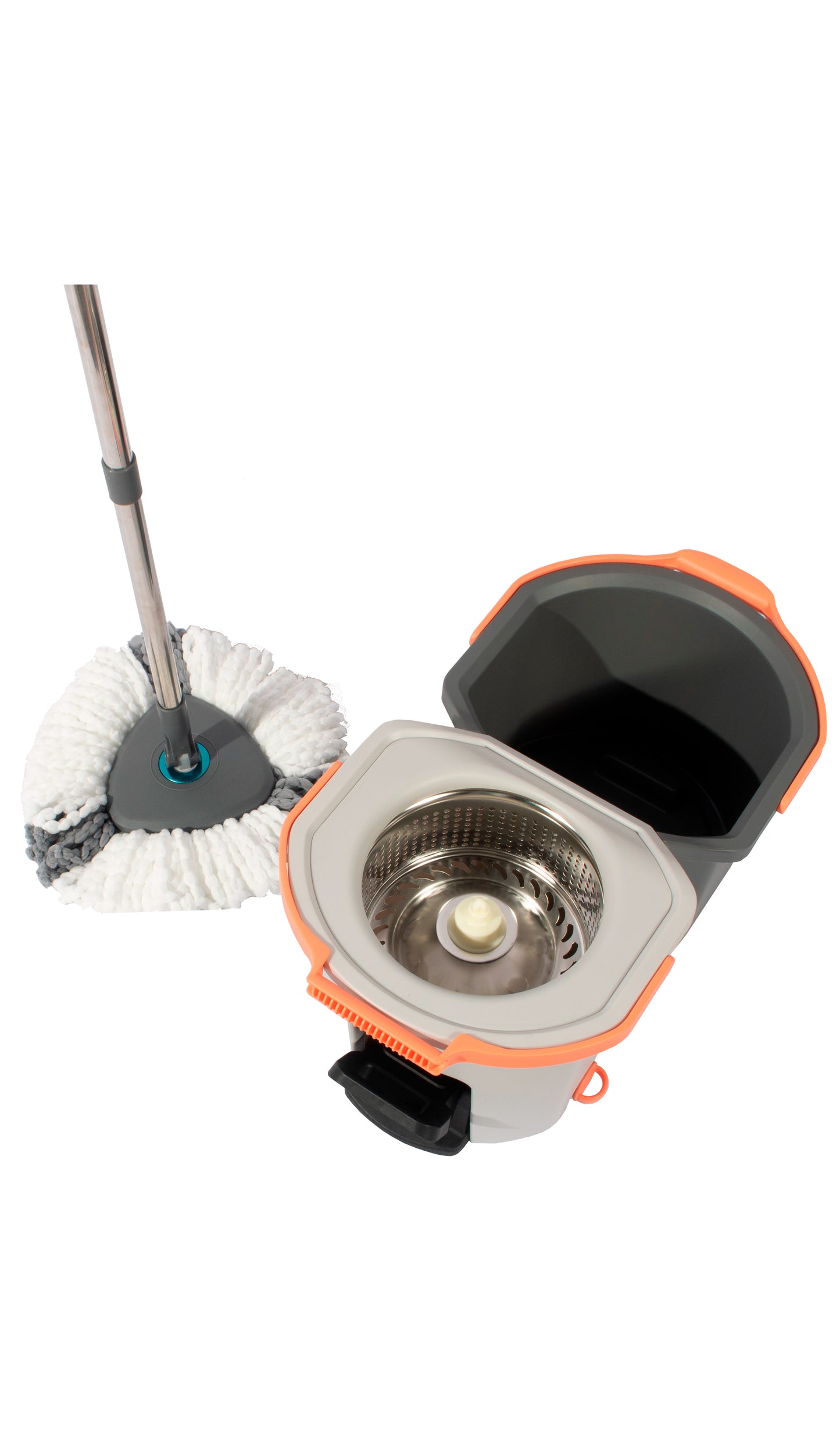 TurboClim Duo Cubo de Fregado giratorio de acero inoxidable